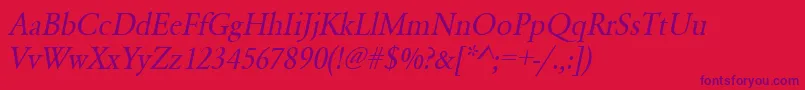 UrwgaramondtnarOblique Font – Purple Fonts on Red Background