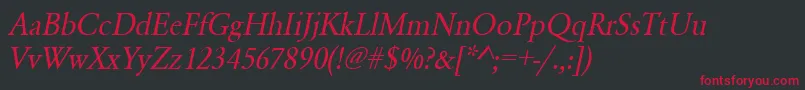 UrwgaramondtnarOblique Font – Red Fonts on Black Background