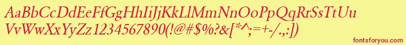 UrwgaramondtnarOblique Font – Red Fonts on Yellow Background
