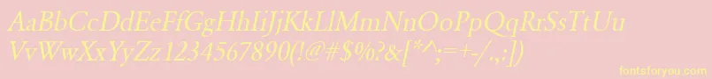 Police UrwgaramondtnarOblique – polices jaunes sur fond rose