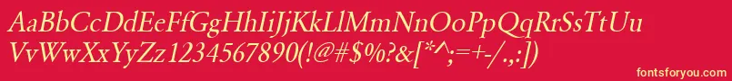 UrwgaramondtnarOblique Font – Yellow Fonts on Red Background