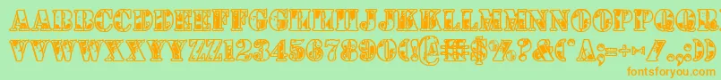 1stcav-Schriftart – Orangefarbene Schriften auf grünem Hintergrund