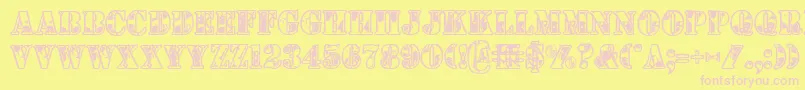 1stcav-Schriftart – Rosa Schriften auf gelbem Hintergrund