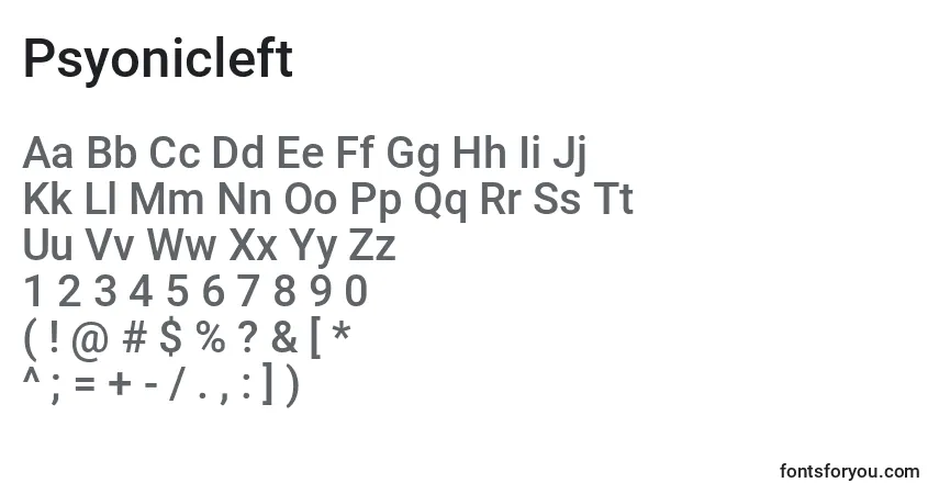 Psyonicleft Font – alphabet, numbers, special characters