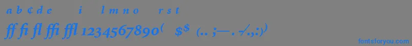 Weitere Informationen zur MinionExpertBoldItalic-Schriftart MinionExpertBoldItalic-Schriftart – Blaue Schriften auf grauem Hintergrund