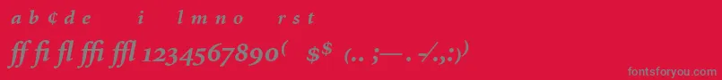 Fonte MinionExpertBoldItalic – fontes cinzas em um fundo vermelho