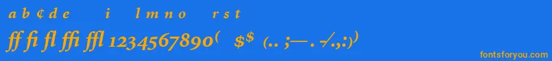MinionExpertBoldItalic Font – Orange Fonts on Blue Background