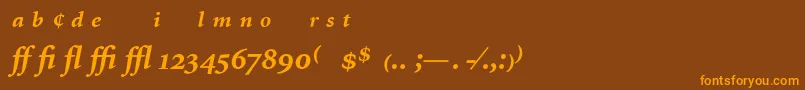 フォントMinionExpertBoldItalic – オレンジ色の文字が茶色の背景にあります。