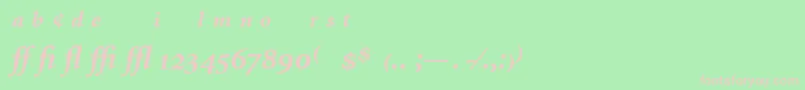 MinionExpertBoldItalic-fontti – vaaleanpunaiset fontit vihreällä taustalla