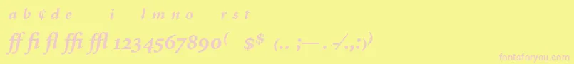 MinionExpertBoldItalic-fontti – vaaleanpunaiset fontit keltaisella taustalla