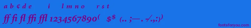 MinionExpertBoldItalic-Schriftart – Violette Schriften auf blauem Hintergrund