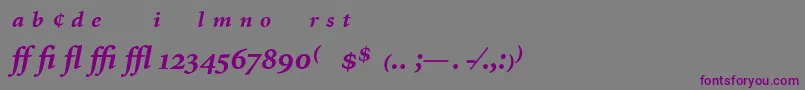 Шрифт MinionExpertBoldItalic – фиолетовые шрифты на сером фоне