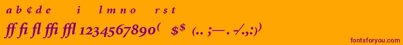 Шрифт MinionExpertBoldItalic – фиолетовые шрифты на оранжевом фоне