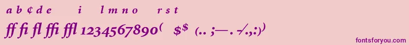 フォントMinionExpertBoldItalic – ピンクの背景に紫のフォント