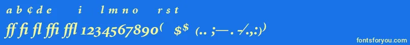 フォントMinionExpertBoldItalic – 黄色の文字、青い背景
