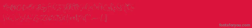 VeronaLotteScript-Schriftart – Graue Schriften auf rotem Hintergrund