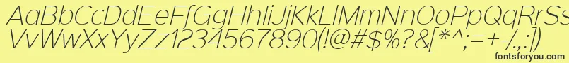 Sinkinsans200xlightitalic-fontti – mustat fontit keltaisella taustalla