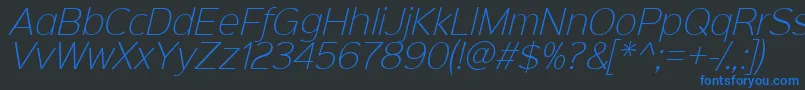 フォントSinkinsans200xlightitalic – 黒い背景に青い文字