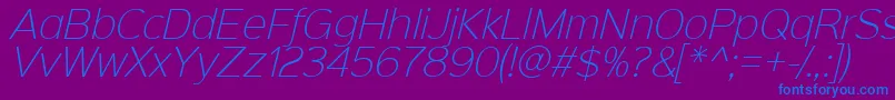 Sinkinsans200xlightitalic-fontti – siniset fontit violetilla taustalla