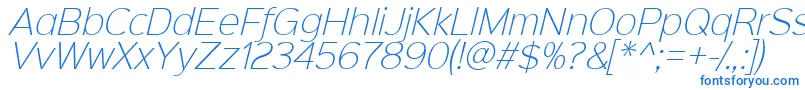 Sinkinsans200xlightitalic-fontti – siniset fontit valkoisella taustalla