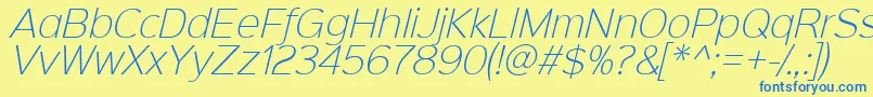 Sinkinsans200xlightitalic Font – Blue Fonts on Yellow Background