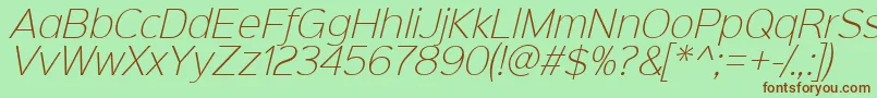 Sinkinsans200xlightitalic Font – Brown Fonts on Green Background