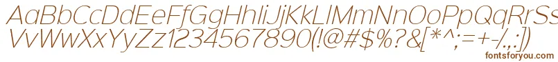 Sinkinsans200xlightitalic-fontti – ruskeat fontit valkoisella taustalla