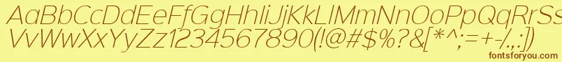 Sinkinsans200xlightitalic Font – Brown Fonts on Yellow Background