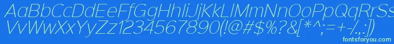 Sinkinsans200xlightitalic Font – Green Fonts on Blue Background