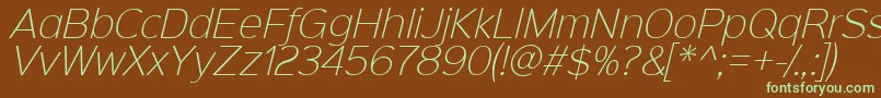 Sinkinsans200xlightitalic Font – Green Fonts on Brown Background