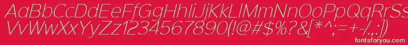 Sinkinsans200xlightitalic Font – Green Fonts on Red Background