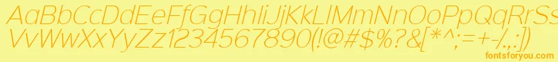 Sinkinsans200xlightitalic-fontti – oranssit fontit keltaisella taustalla