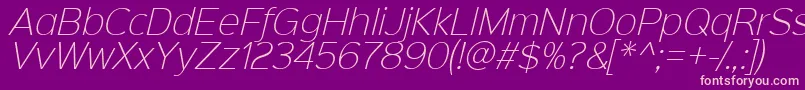 Sinkinsans200xlightitalic-fontti – vaaleanpunaiset fontit violetilla taustalla