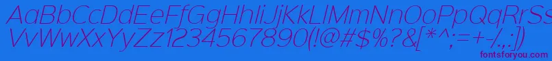 Sinkinsans200xlightitalic Font – Purple Fonts on Blue Background