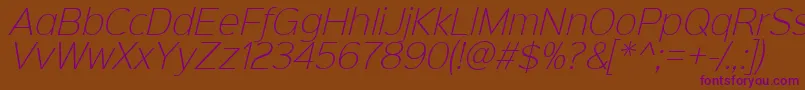 Sinkinsans200xlightitalic Font – Purple Fonts on Brown Background