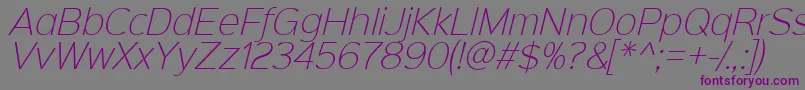 Sinkinsans200xlightitalic-fontti – violetit fontit harmaalla taustalla