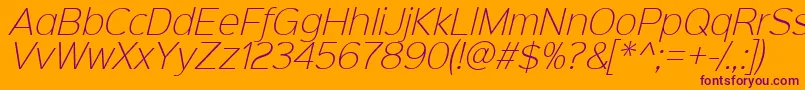 Sinkinsans200xlightitalic Font – Purple Fonts on Orange Background