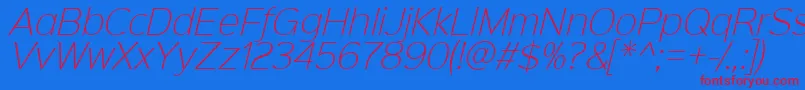 Sinkinsans200xlightitalic Font – Red Fonts on Blue Background