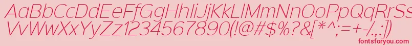 Sinkinsans200xlightitalic Font – Red Fonts on Pink Background