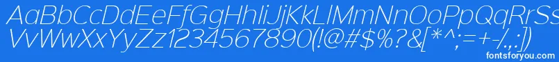 Шрифт Sinkinsans200xlightitalic – белые шрифты на синем фоне