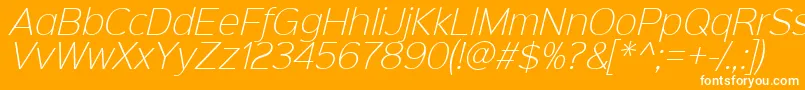 Sinkinsans200xlightitalic-fontti – valkoiset fontit oranssilla taustalla