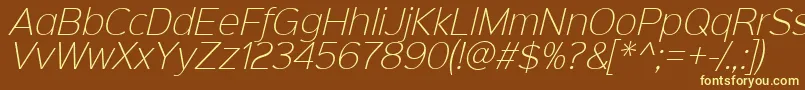 Sinkinsans200xlightitalic Font – Yellow Fonts on Brown Background