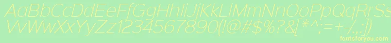 Sinkinsans200xlightitalic Font – Yellow Fonts on Green Background