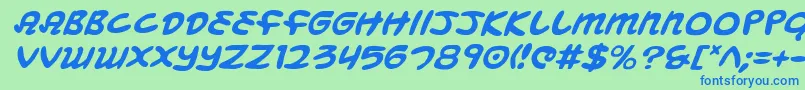 Шрифт MagicBeansItalic – синие шрифты на зелёном фоне