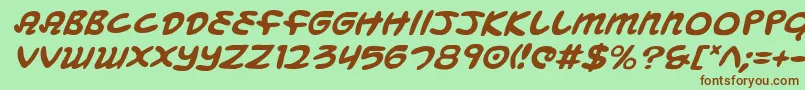 MagicBeansItalic Font – Brown Fonts on Green Background