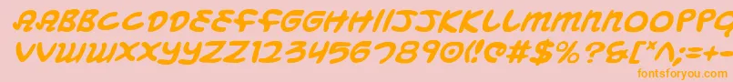フォントMagicBeansItalic – オレンジの文字がピンクの背景にあります。