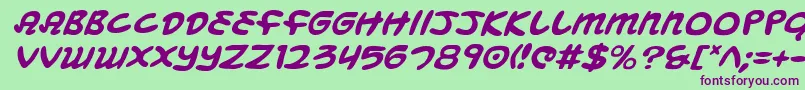 MagicBeansItalic Font – Purple Fonts on Green Background