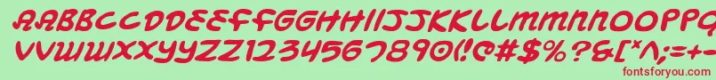 MagicBeansItalic Font – Red Fonts on Green Background