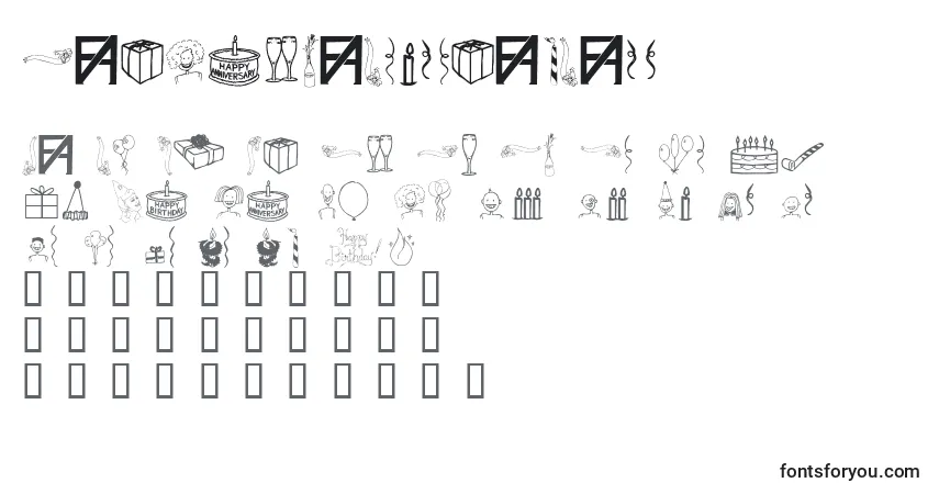 A fonte FadOmegaBirthdayBats – alfabeto, números, caracteres especiais