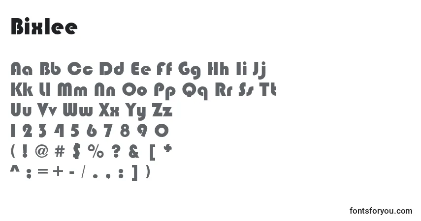 Schriftart Bixlee – Alphabet, Zahlen, spezielle Symbole